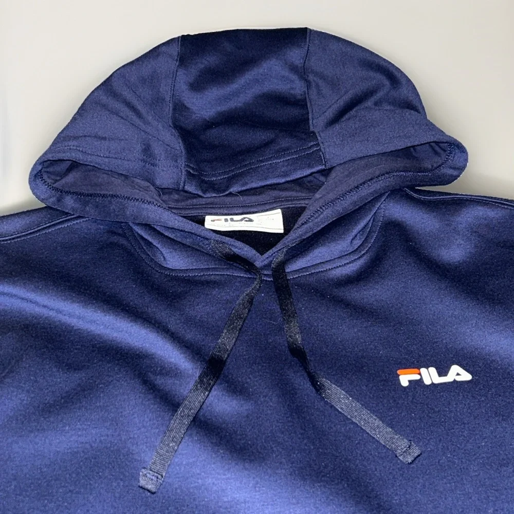 FILA Pullover Drawstring Hoddie Navy Blue Men's Large